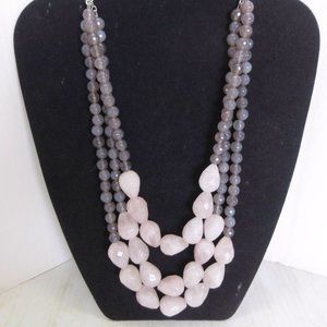 New Lia Sophia InfintMe Pink Quartz Agate Necklace